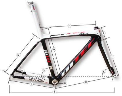 Ditec 912 Carbon Frameset met doorgetrokken Zadelpen  50 cm.