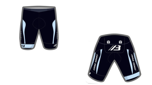 Bike-Zone Fietsbroek Zwart / Blauw met Bretel